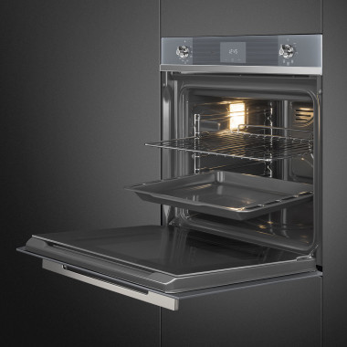 Встраиваемый электрический духовой шкаф Smeg SF6100VS1 серебристое стекло