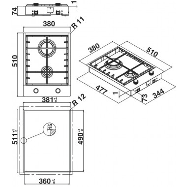 Газовая варочная панель KitchenAid KHDD2 38510