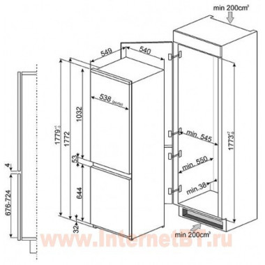 Встраиваемый холодильник Smeg C7280NEP